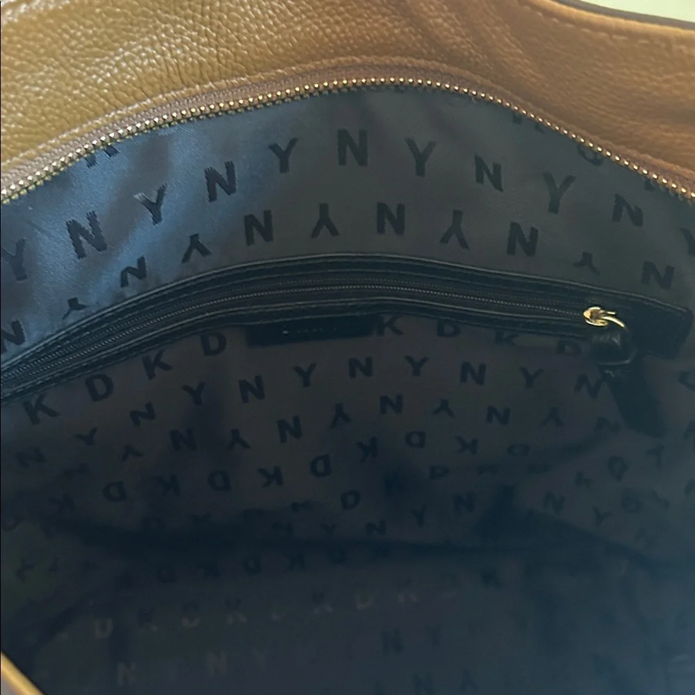 DKNY Carmel Brown Leather Studded Shoulder Bag